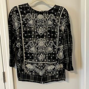 Zara black and white plaid with design 3/4 sleeve in size Medium